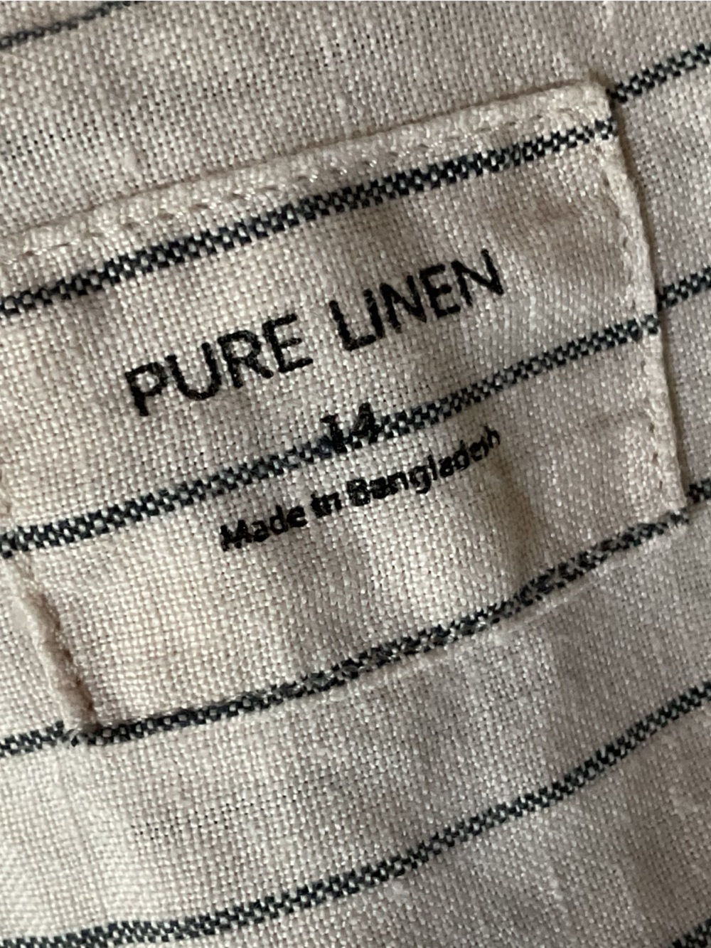 Marks & Spencer Women’s 100% Linen Striped Beige Blouse Top Size 14 - Picture 5 of 5